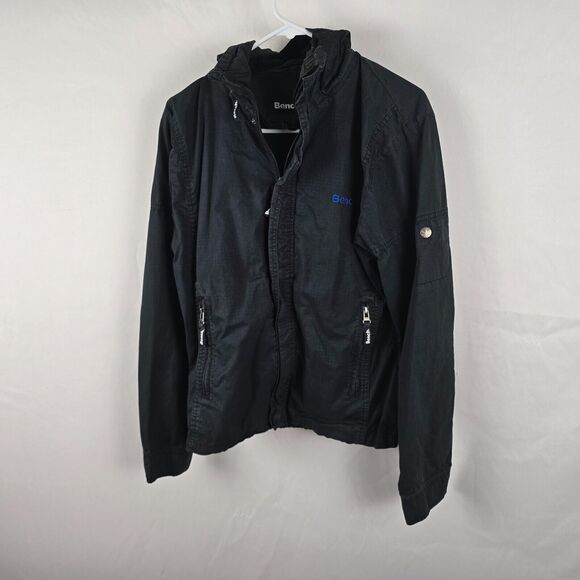 Bench Utility Jacket Men's Medium Full Zip Up Hooded Navy Blue - Picture 16 of 16